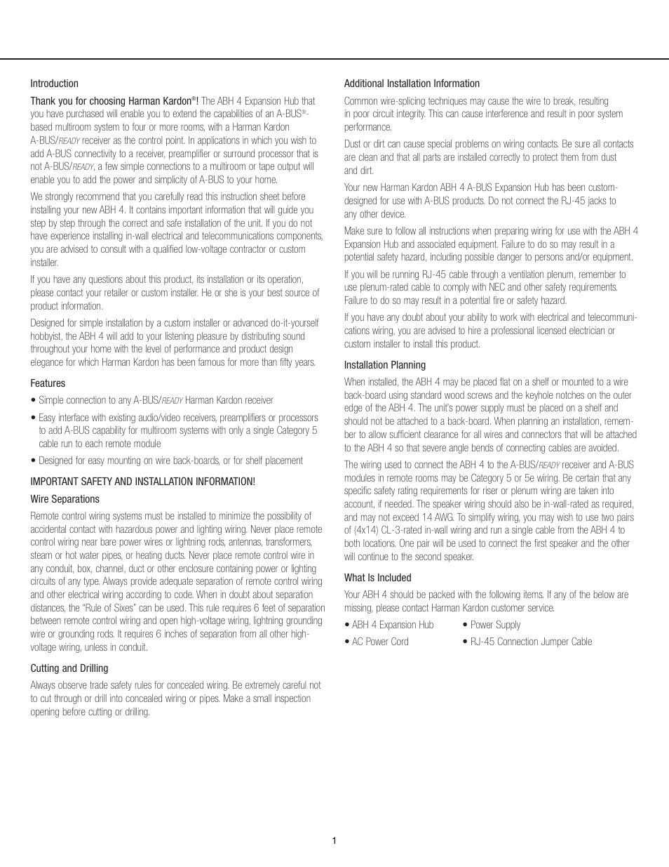 Harman-Kardon ABH 4 User Manual | Page 2 / 9