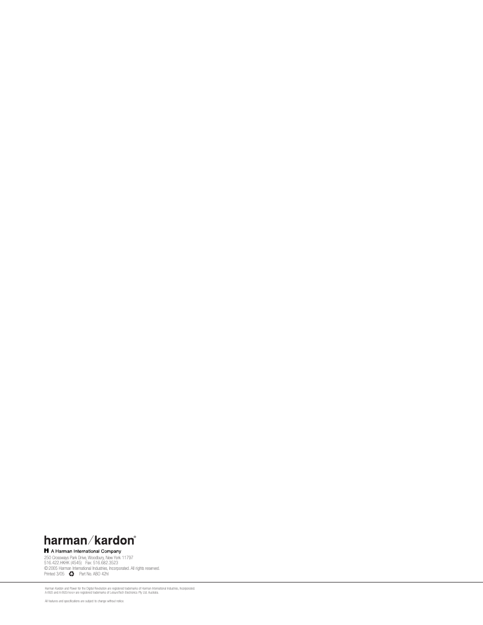 Harman-Kardon ABH 4 User Manual | Page 9 / 9