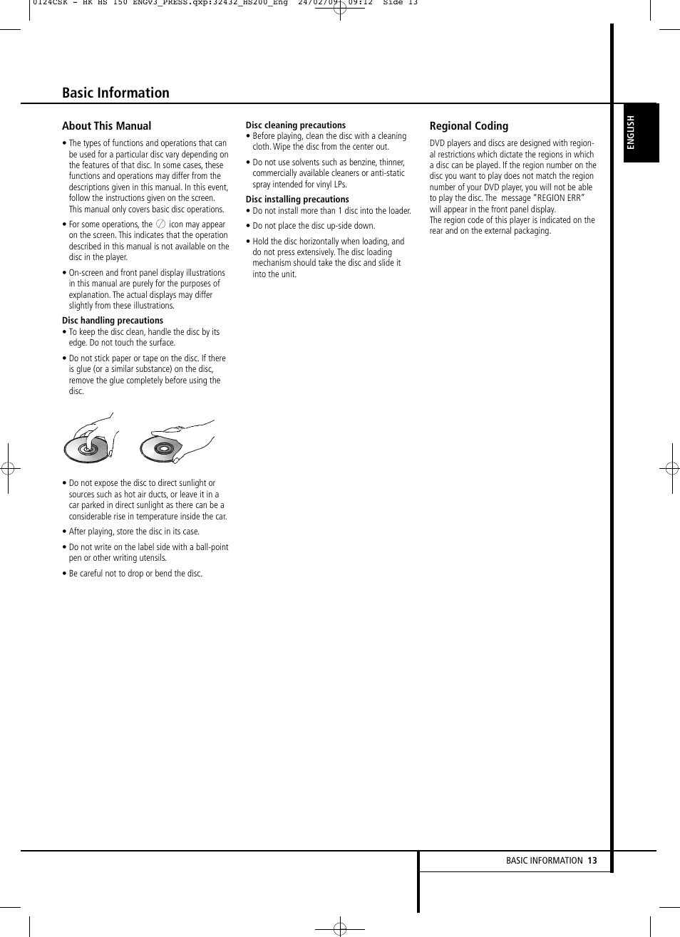 Basic information | Harman-Kardon HS 150 User Manual | Page 13 / 32