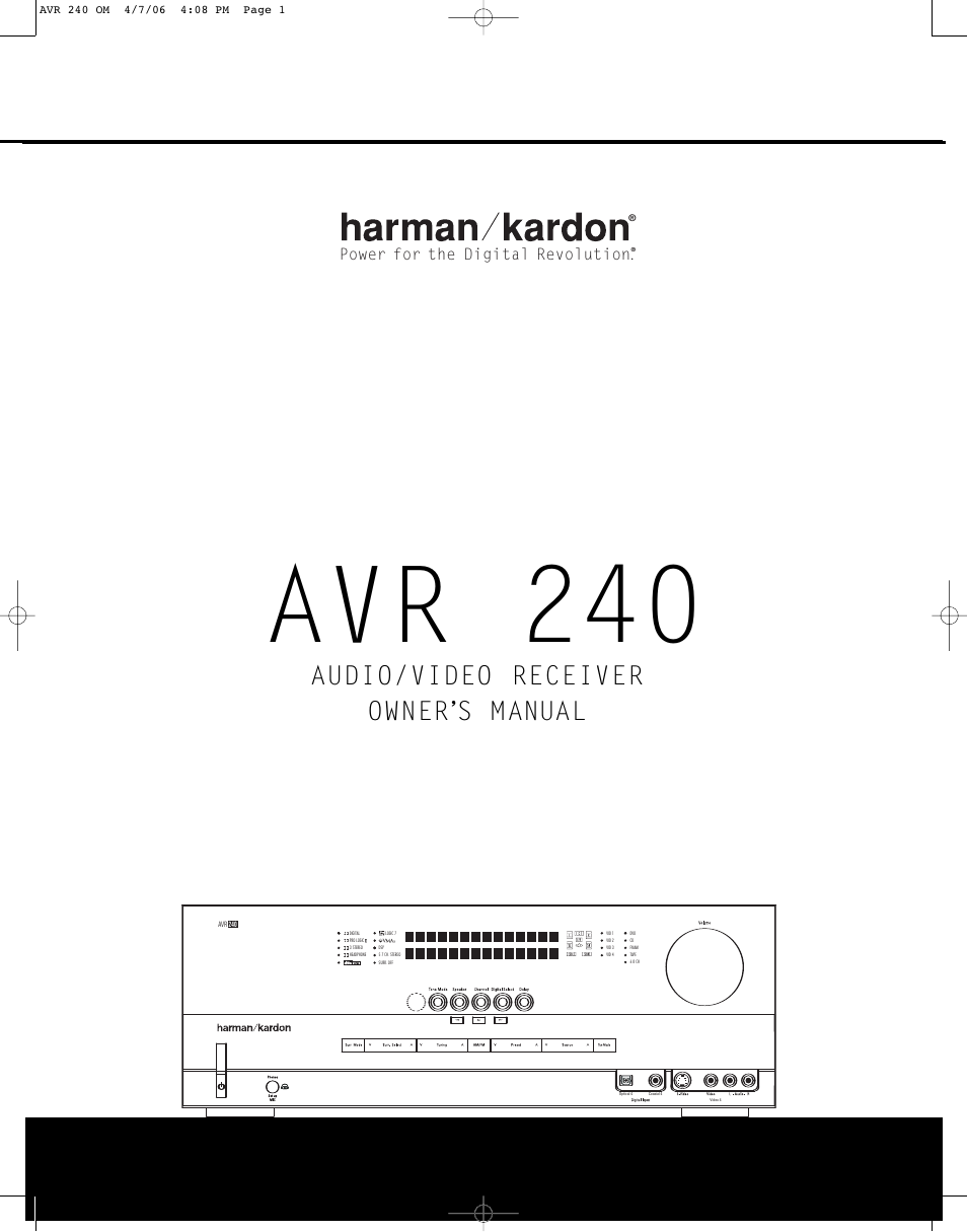 Harman-Kardon AVR 240 User Manual | 64 pages