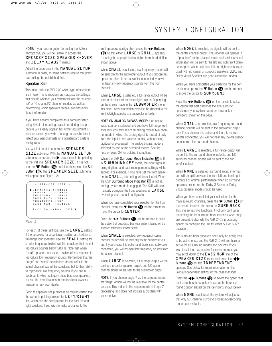 System configuration | Harman-Kardon AVR 240 User Manual | Page 27 / 64
