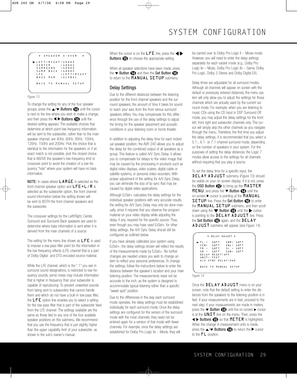 System configuration | Harman-Kardon AVR 240 User Manual | Page 29 / 64