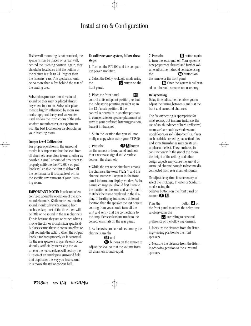 Installation & configuration | Harman-Kardon PT2500 User Manual | Page 11 / 16