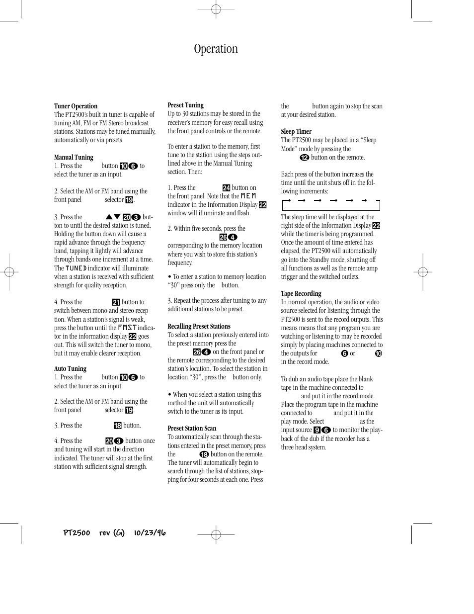 Operation | Harman-Kardon PT2500 User Manual | Page 14 / 16