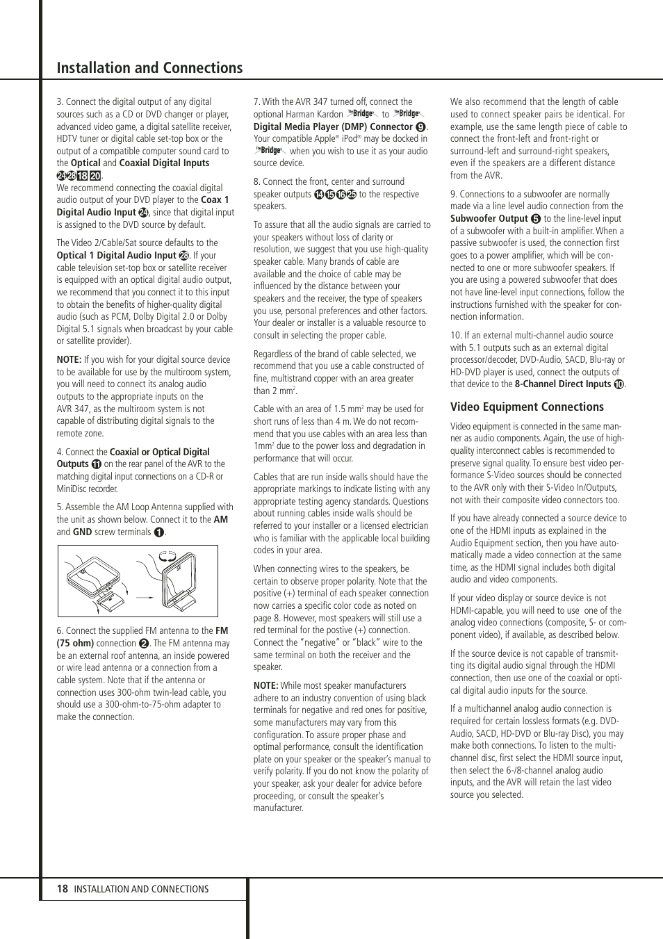 Installation and connections | Harman-Kardon 347 User Manual | Page 18 / 64