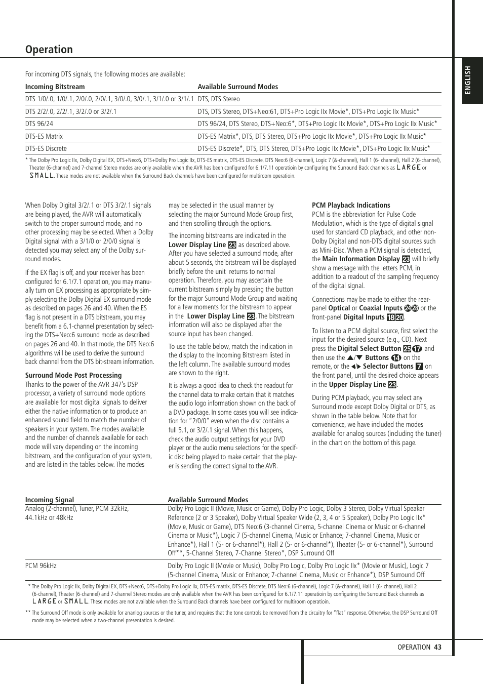 Operation | Harman-Kardon 347 User Manual | Page 43 / 64