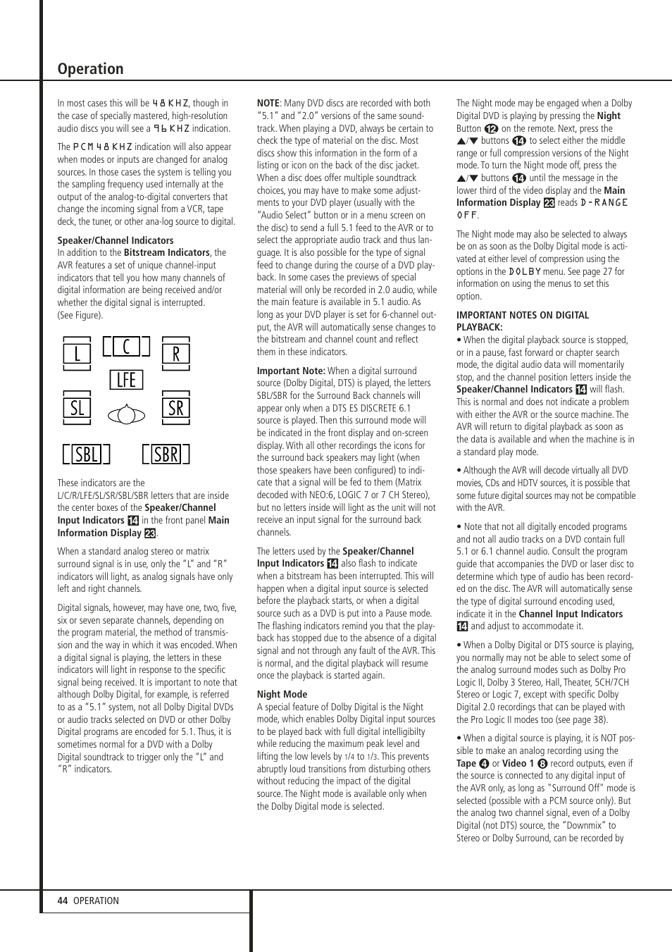 Operation | Harman-Kardon 347 User Manual | Page 44 / 64