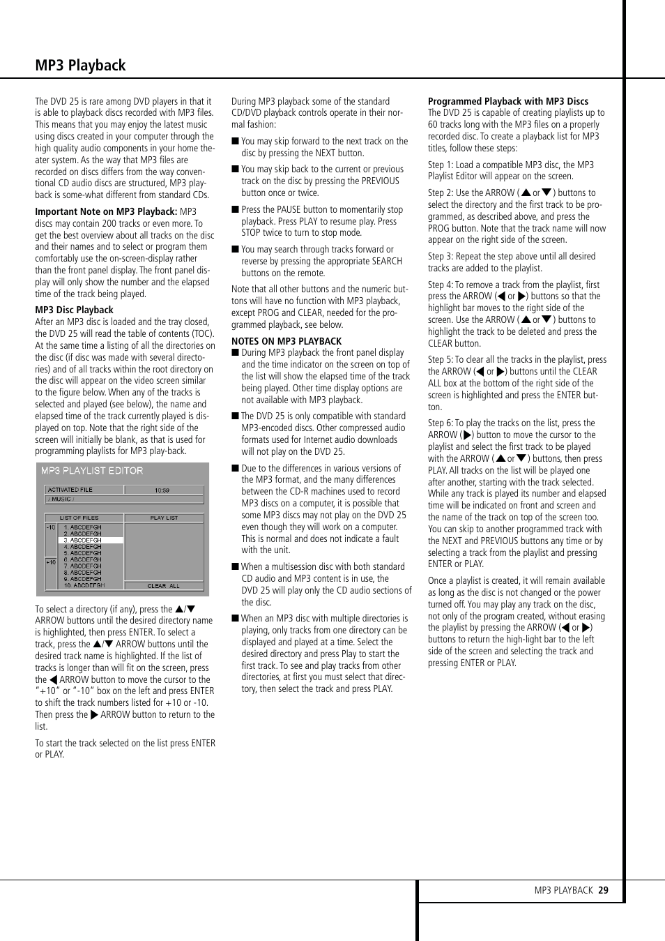 Mp3 playback | Harman-Kardon DVD 25 User Manual | Page 29 / 33