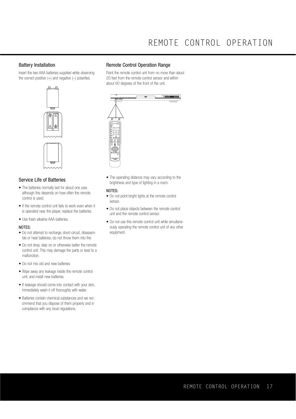 Remote control operation | Harman-Kardon DVD47 User Manual | Page 17 / 40