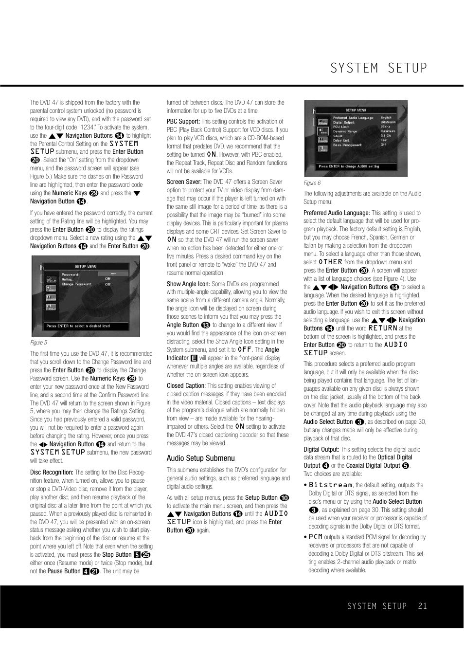 System setup | Harman-Kardon DVD47 User Manual | Page 21 / 40