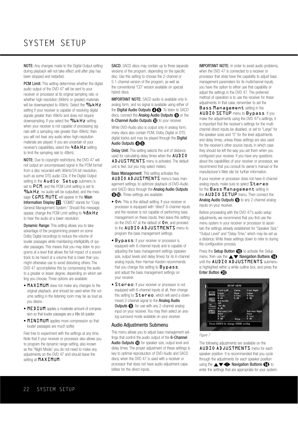 System setup | Harman-Kardon DVD47 User Manual | Page 22 / 40