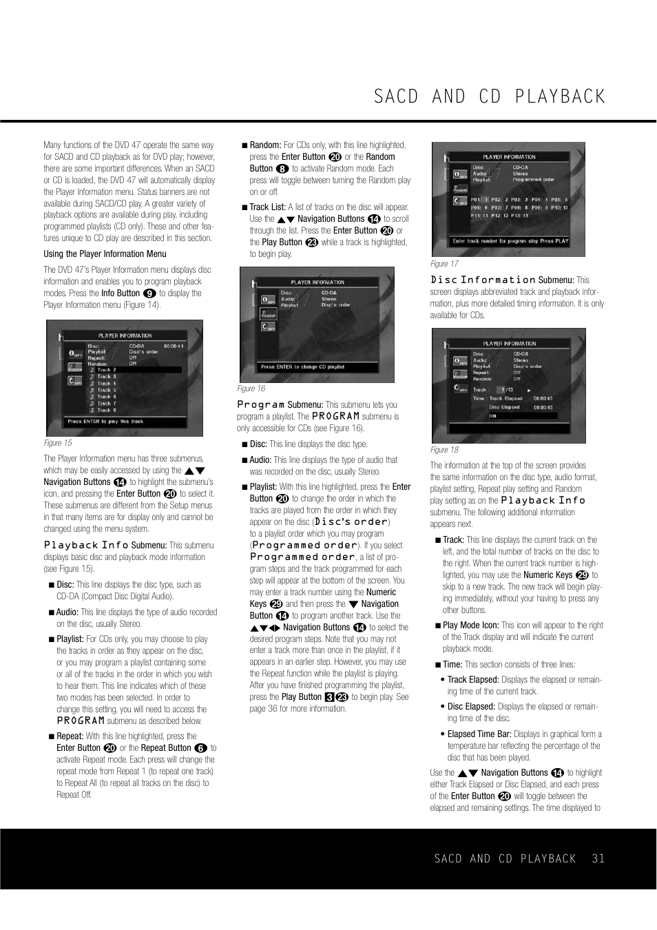 Sacd and cd playback | Harman-Kardon DVD47 User Manual | Page 31 / 40