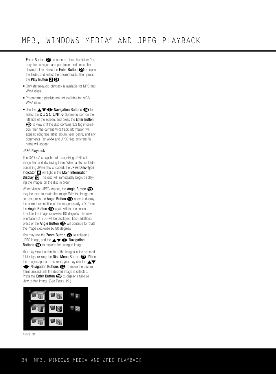 Mp3, windows media, And jpeg playback | Harman-Kardon DVD47 User Manual | Page 34 / 40