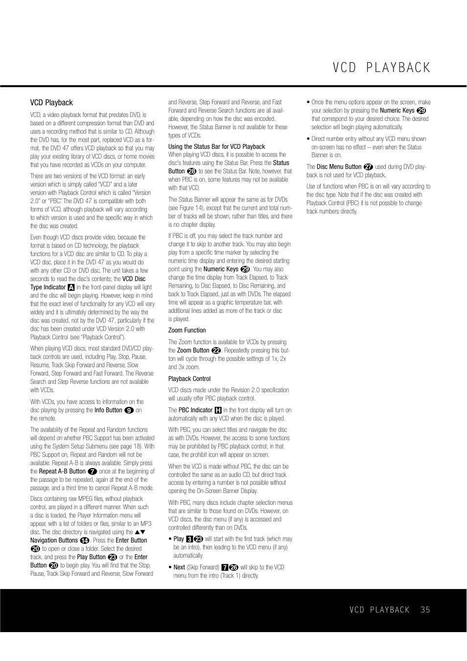 Vcd playback | Harman-Kardon DVD47 User Manual | Page 35 / 40