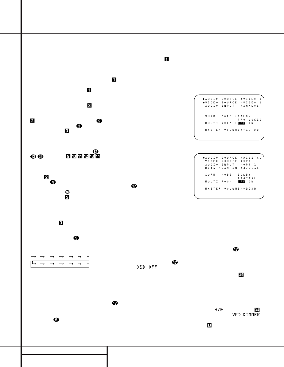 Operation, 20 operation, Basic operation | Using the on-screen display, Display brightness | Harman-Kardon AVR 300 User Manual | Page 20 / 40
