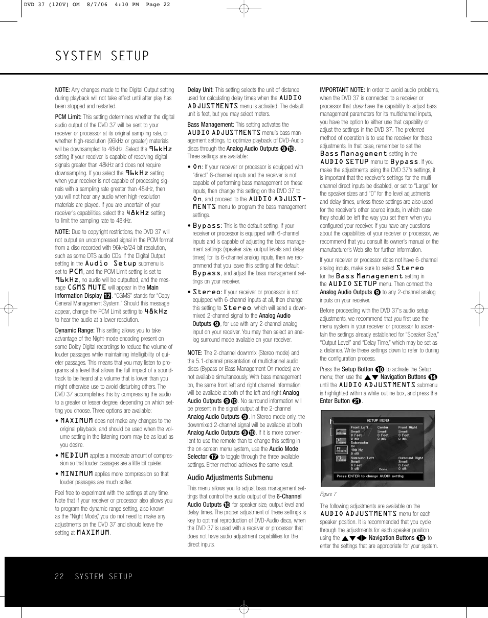 System setup | Harman-Kardon DVD 37 User Manual | Page 22 / 40