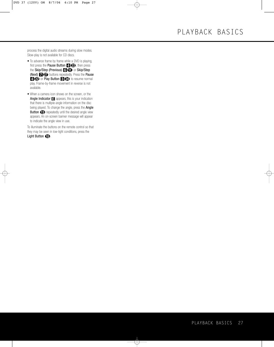Playback basics | Harman-Kardon DVD 37 User Manual | Page 27 / 40