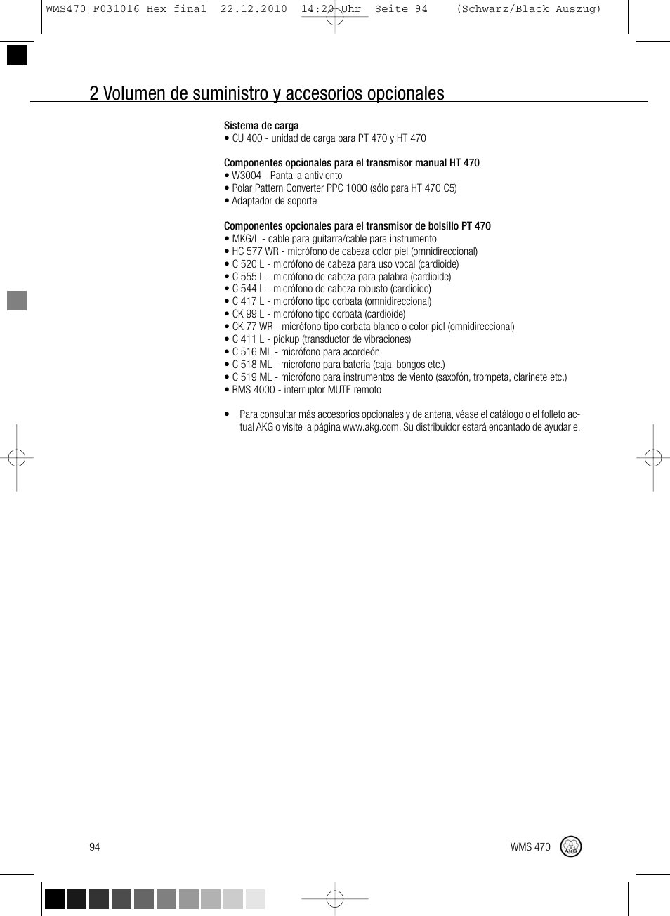 2 volumen de suministro y accesorios opcionales | Harman-Kardon WMS 470 User Manual | Page 100 / 142