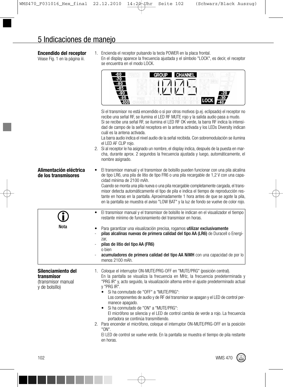 5 indicaciones de manejo | Harman-Kardon WMS 470 User Manual | Page 108 / 142