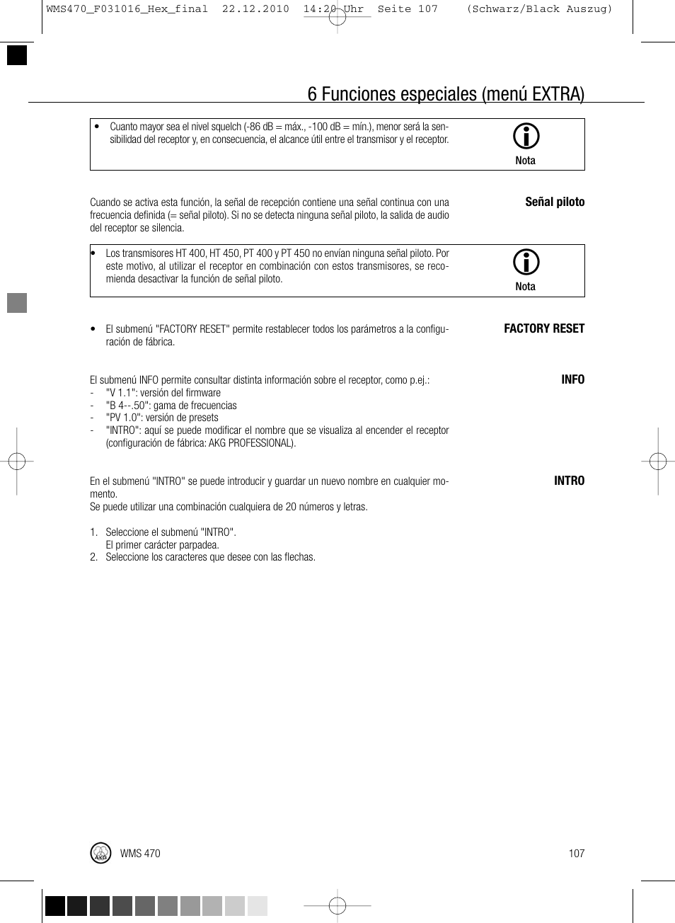 6 funciones especiales (menú extra) | Harman-Kardon WMS 470 User Manual | Page 113 / 142