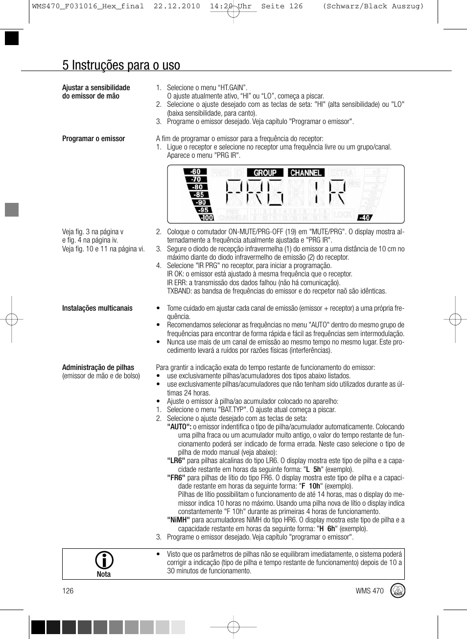 5 instruções para o uso | Harman-Kardon WMS 470 User Manual | Page 132 / 142
