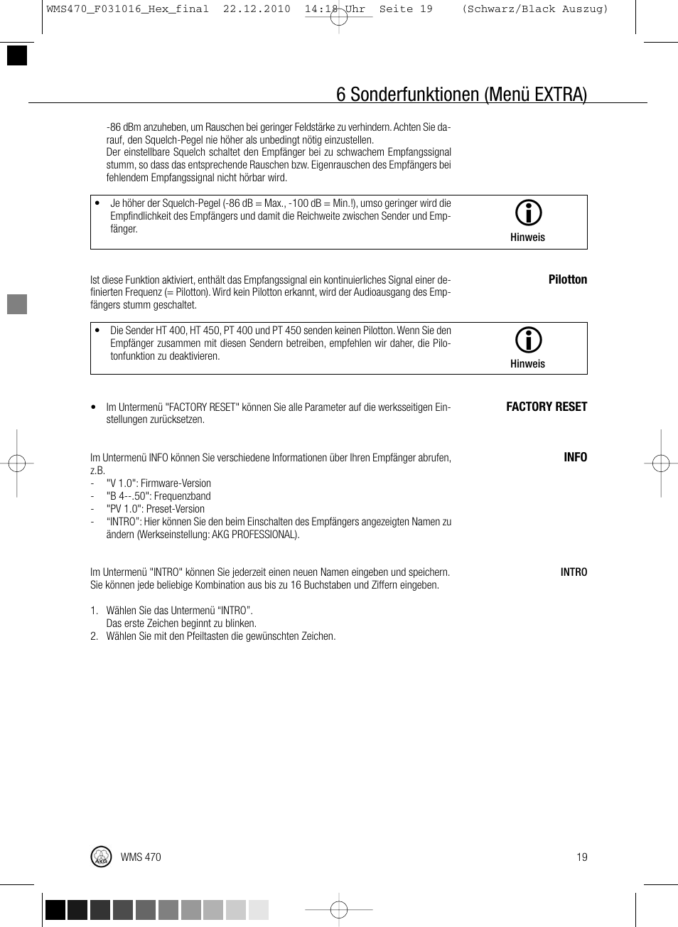6 sonderfunktionen (menü extra) | Harman-Kardon WMS 470 User Manual | Page 25 / 142
