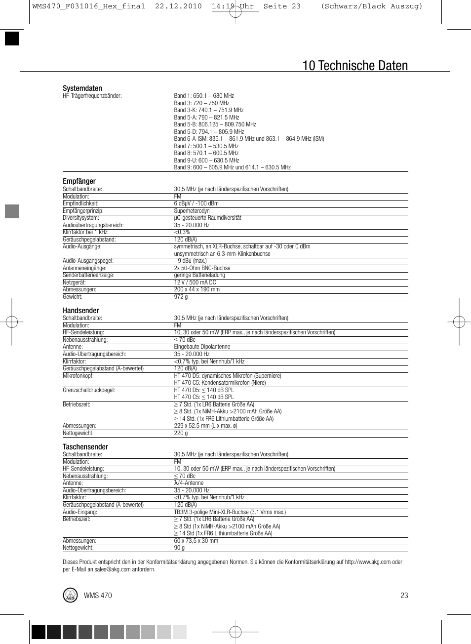 10 technische daten | Harman-Kardon WMS 470 User Manual | Page 29 / 142