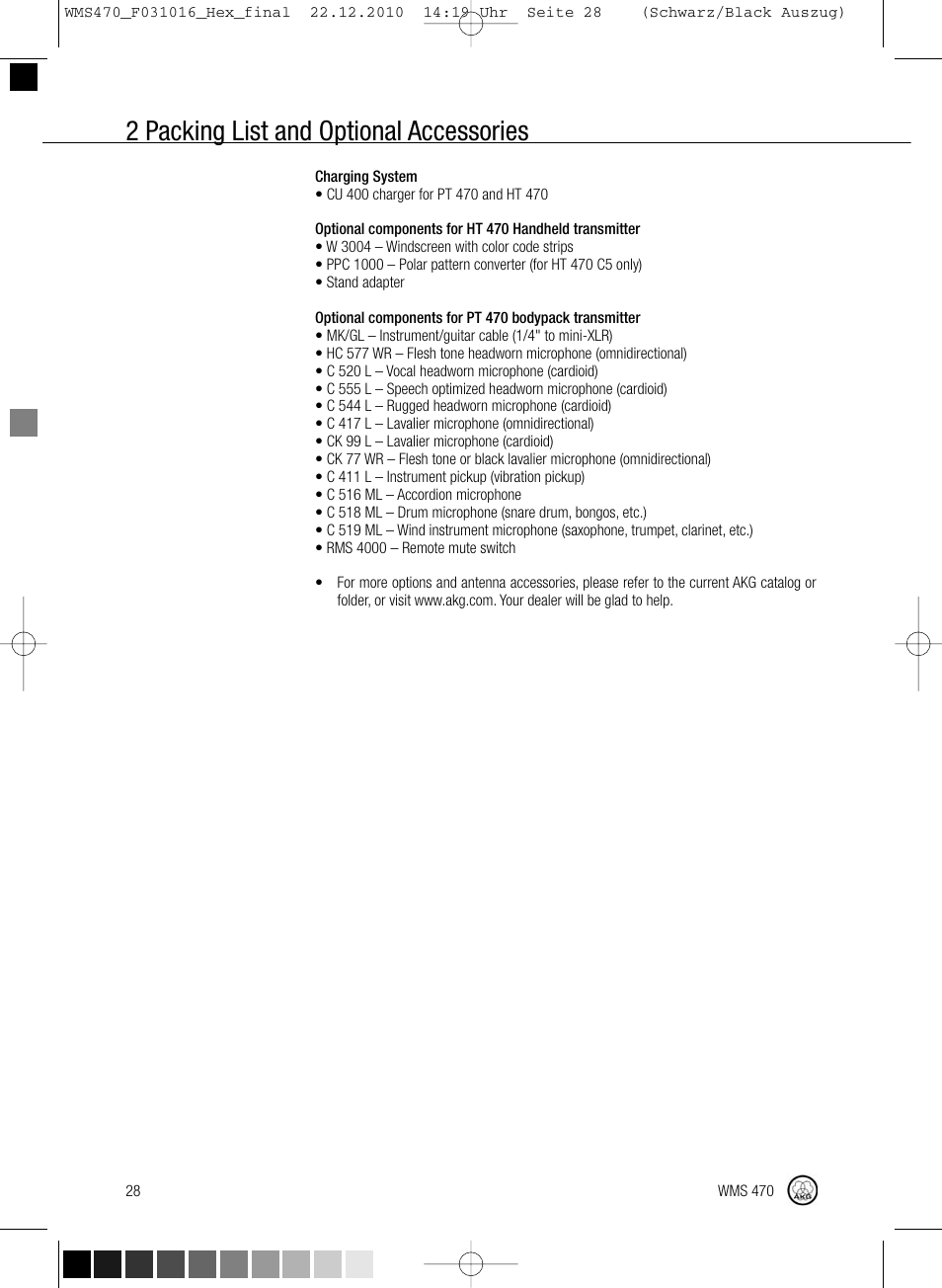 2 packing list and optional accessories | Harman-Kardon WMS 470 User Manual | Page 34 / 142