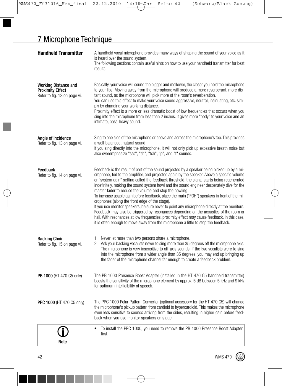 7 microphone technique | Harman-Kardon WMS 470 User Manual | Page 48 / 142