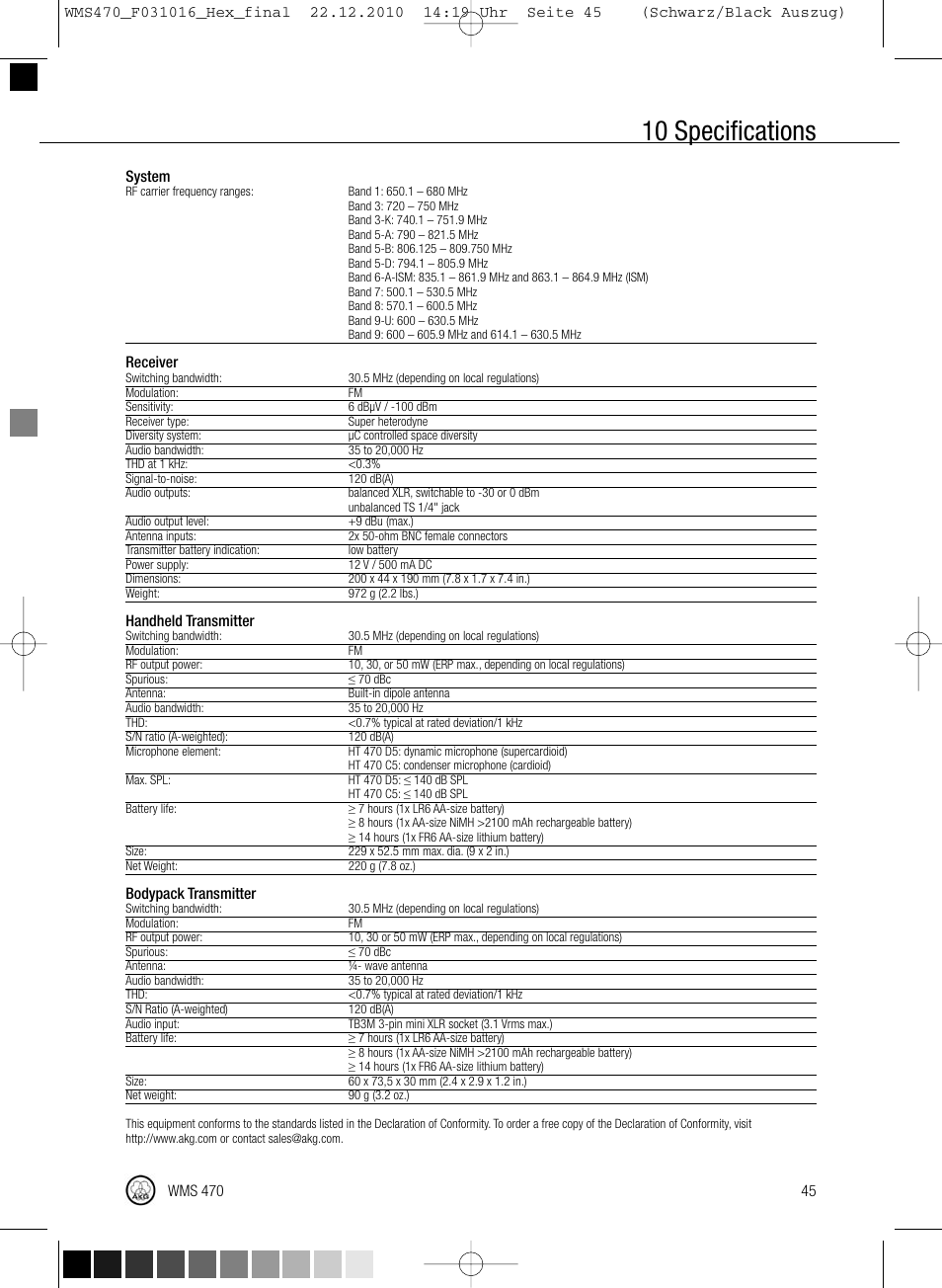 10 specifications | Harman-Kardon WMS 470 User Manual | Page 51 / 142