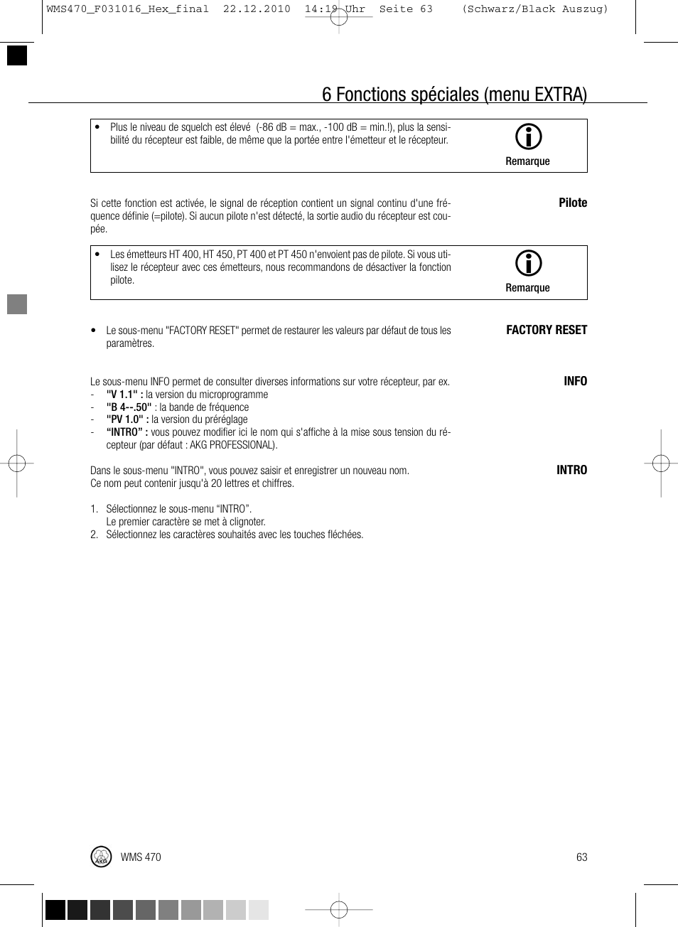 6 fonctions spéciales (menu extra) | Harman-Kardon WMS 470 User Manual | Page 69 / 142