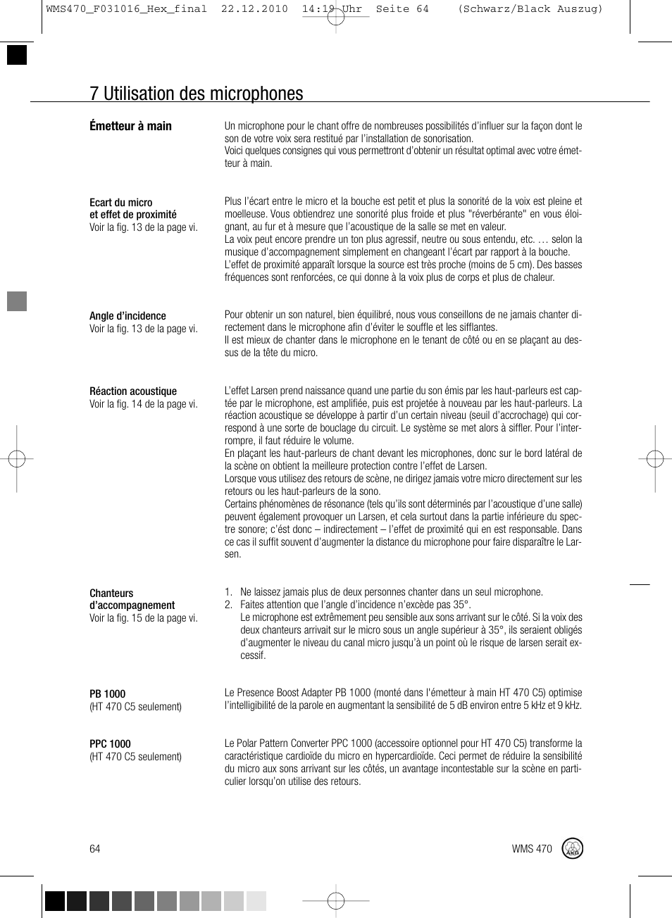 7 utilisation des microphones | Harman-Kardon WMS 470 User Manual | Page 70 / 142