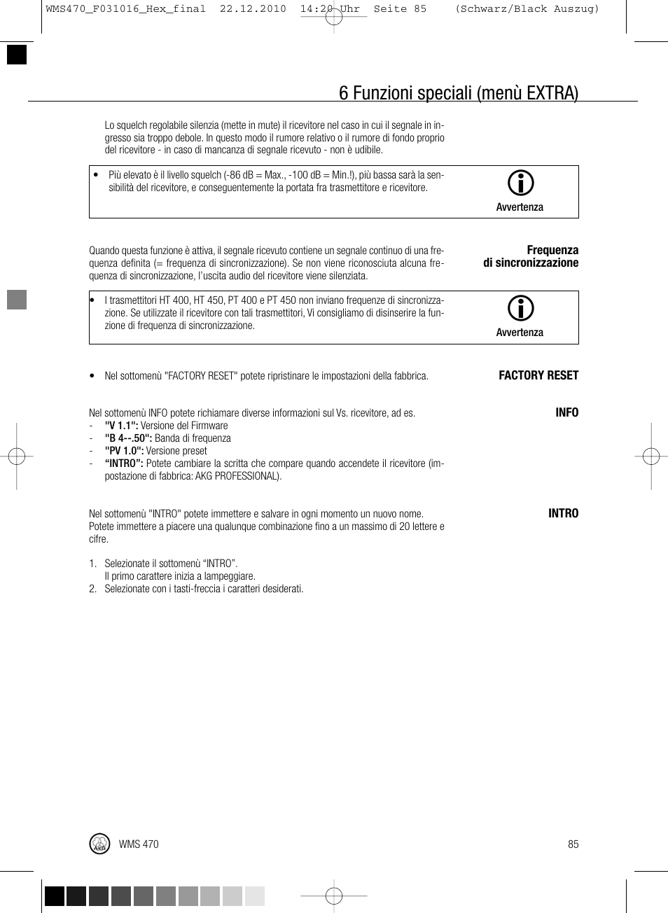 6 funzioni speciali (menù extra) | Harman-Kardon WMS 470 User Manual | Page 91 / 142