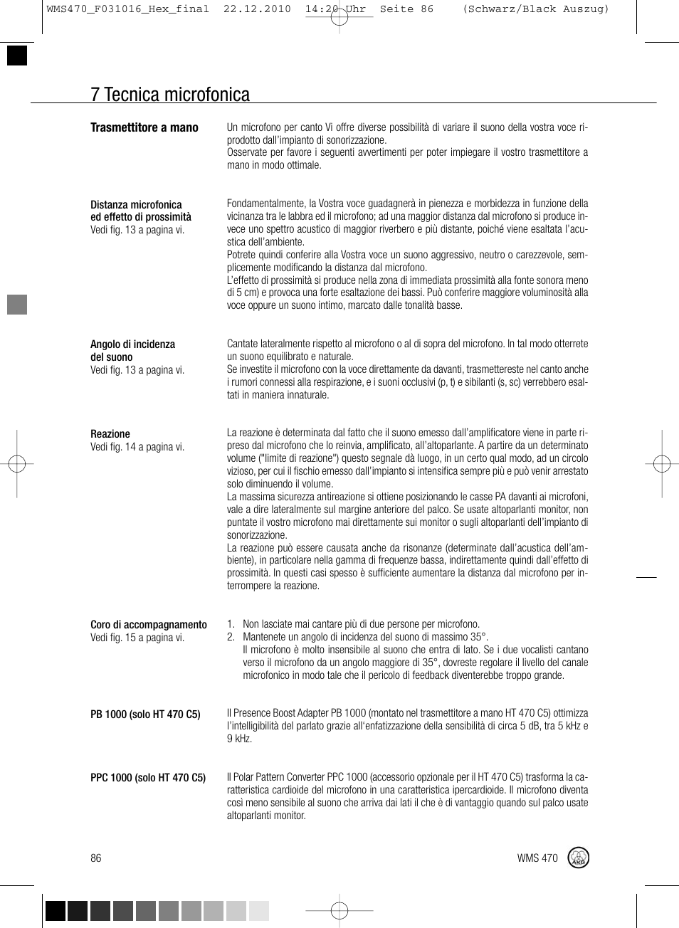 7 tecnica microfonica | Harman-Kardon WMS 470 User Manual | Page 92 / 142