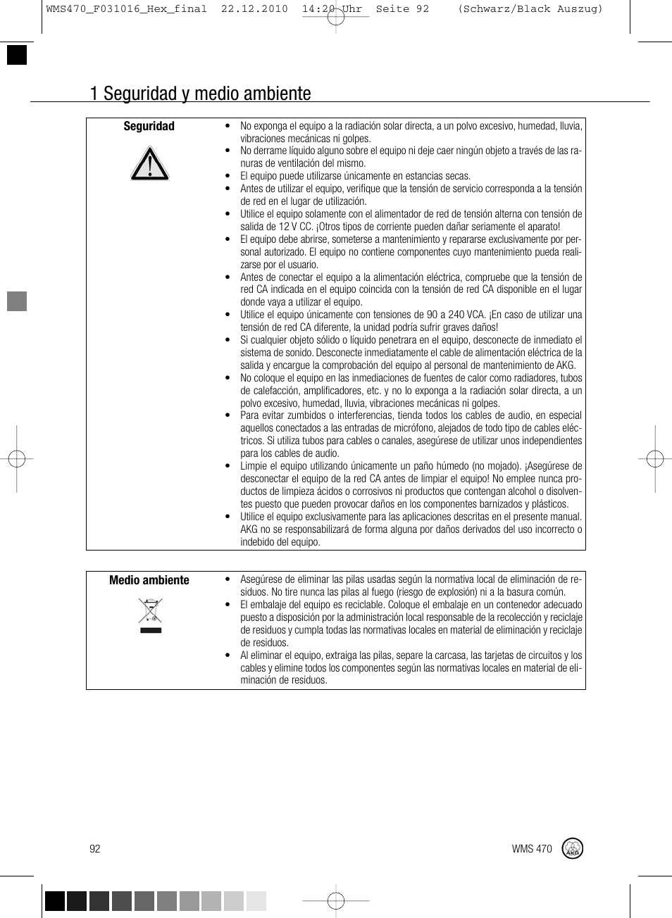 1 seguridad y medio ambiente | Harman-Kardon WMS 470 User Manual | Page 98 / 142