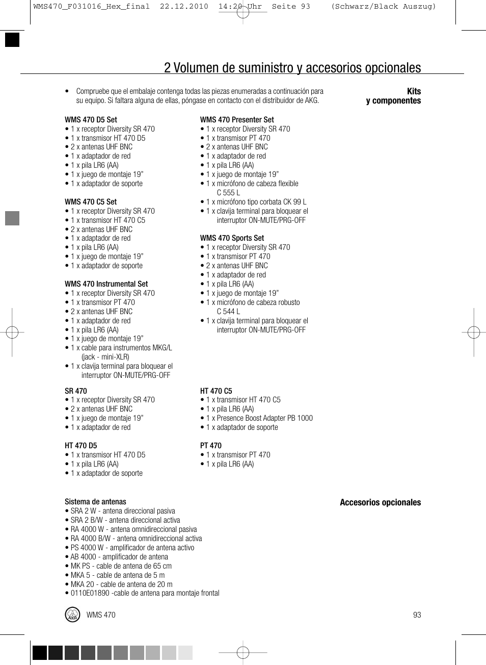 2 volumen de suministro y accesorios opcionales | Harman-Kardon WMS 470 User Manual | Page 99 / 142