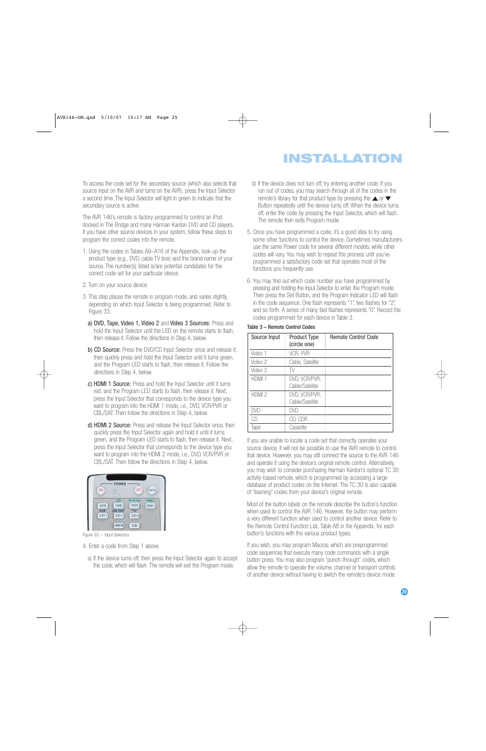 Installation | Harman-Kardon AVR 146 User Manual | Page 25 / 60