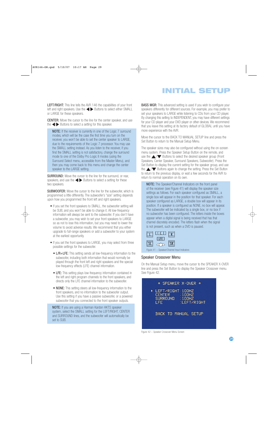 Initial setup | Harman-Kardon AVR 146 User Manual | Page 29 / 60
