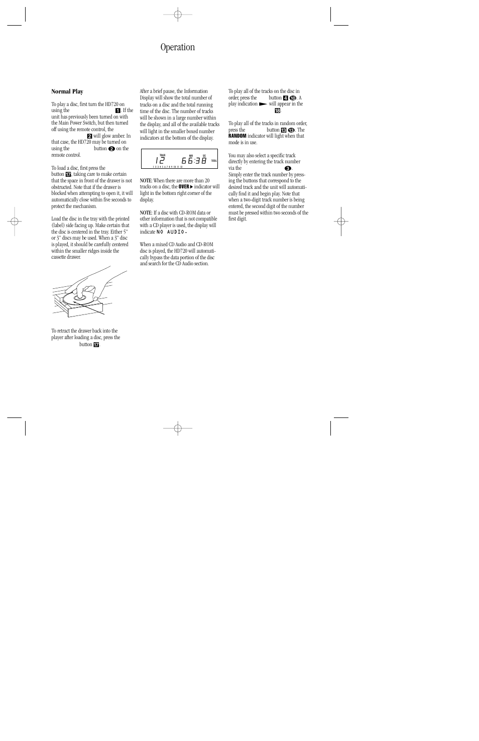 Operation | Harman-Kardon HD720 User Manual | Page 13 / 20