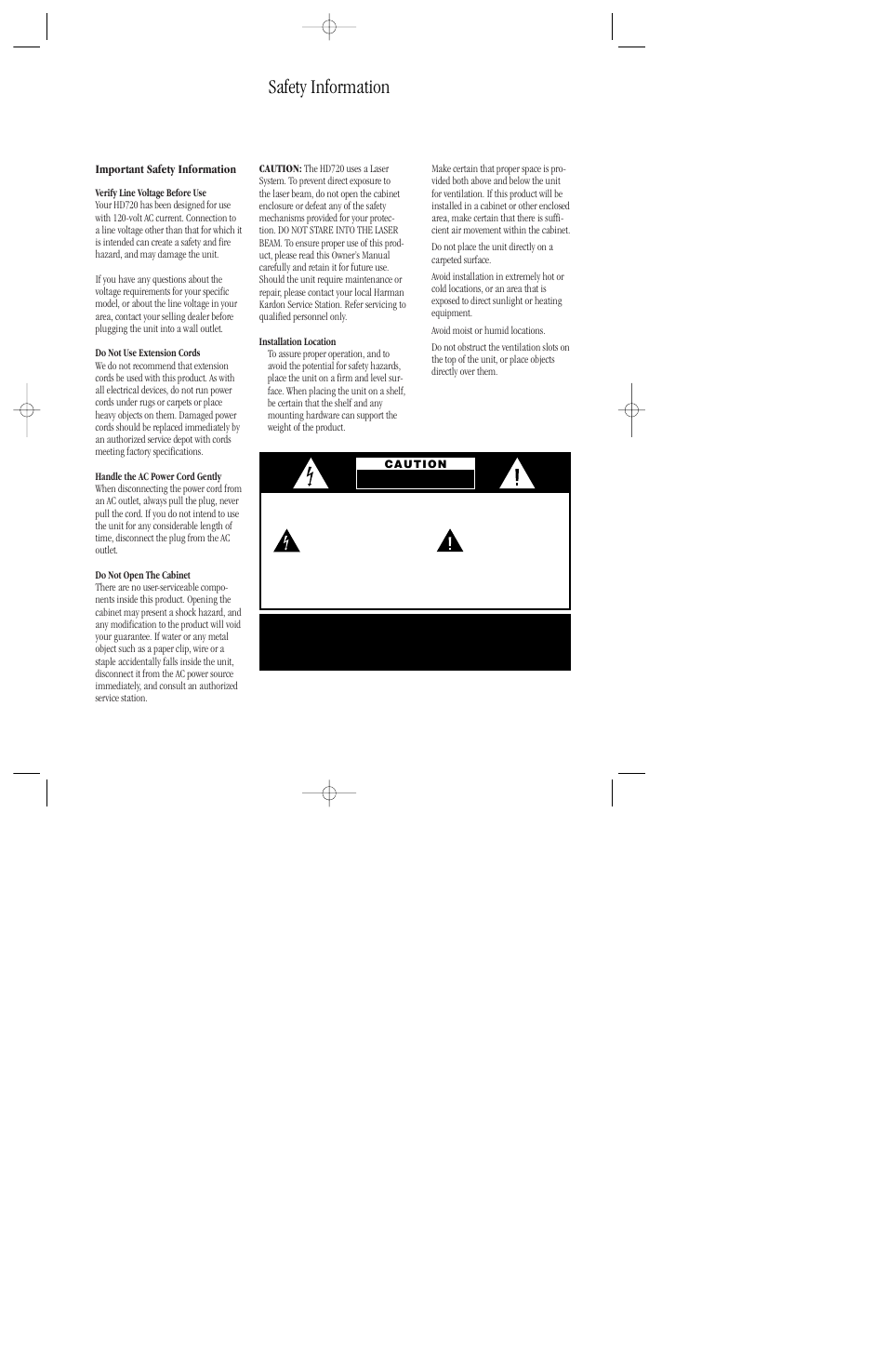Safety information | Harman-Kardon HD720 User Manual | Page 5 / 20