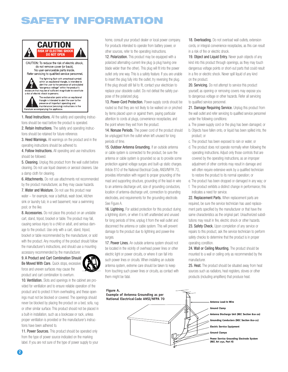 Safety information | Harman-Kardon AVR 247 User Manual | Page 2 / 76