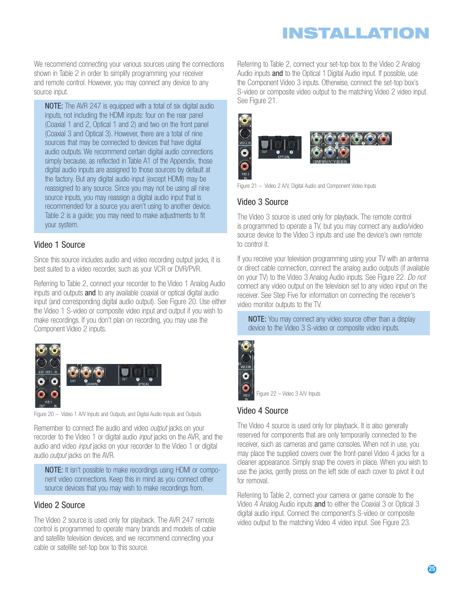 Installation | Harman-Kardon AVR 247 User Manual | Page 25 / 76