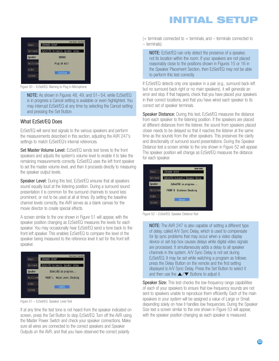 Initial setup | Harman-Kardon AVR 247 User Manual | Page 33 / 76