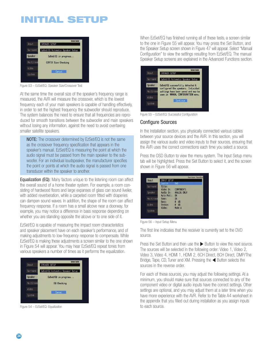 Initial setup | Harman-Kardon AVR 247 User Manual | Page 34 / 76