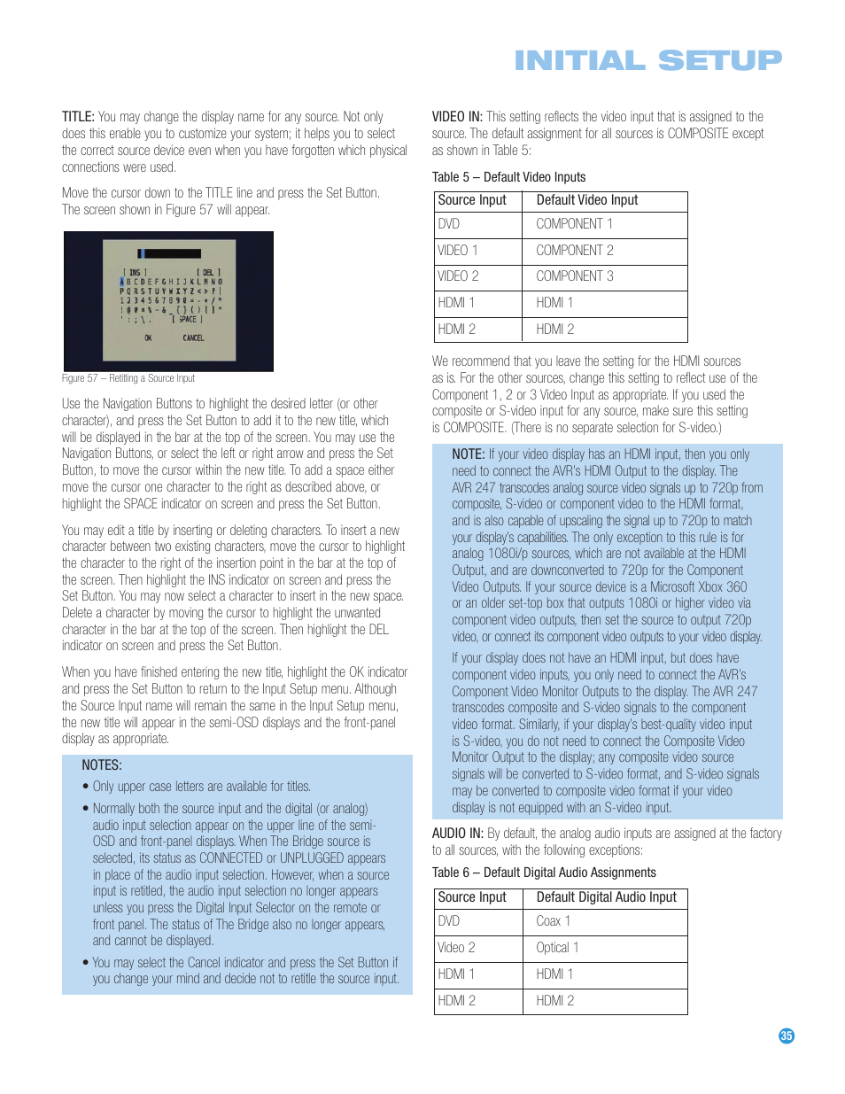 Initial setup | Harman-Kardon AVR 247 User Manual | Page 35 / 76