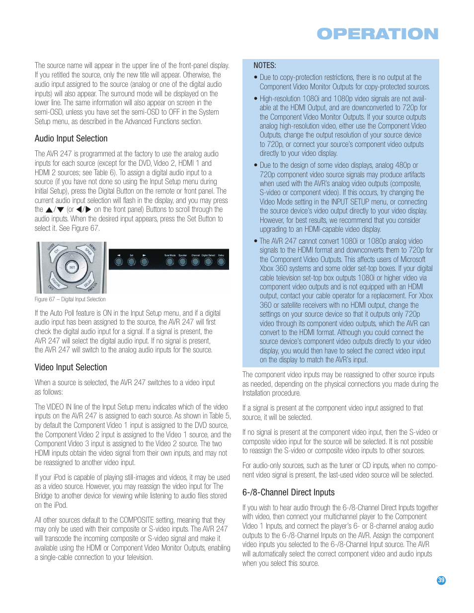 Operation | Harman-Kardon AVR 247 User Manual | Page 39 / 76