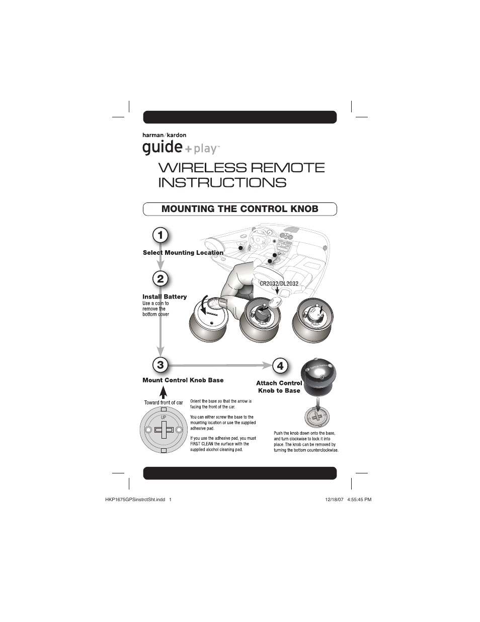 Harman-Kardon Universal Remote User Manual | 2 pages