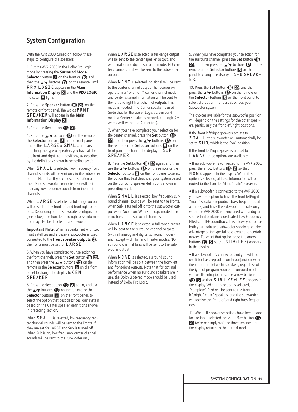 System configuration | Harman-Kardon AVR 2000 User Manual | Page 19 / 48