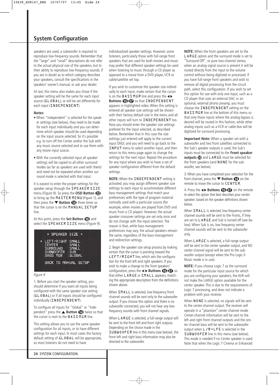 System configuration | Harman-Kardon AVR 147 User Manual | Page 24 / 52