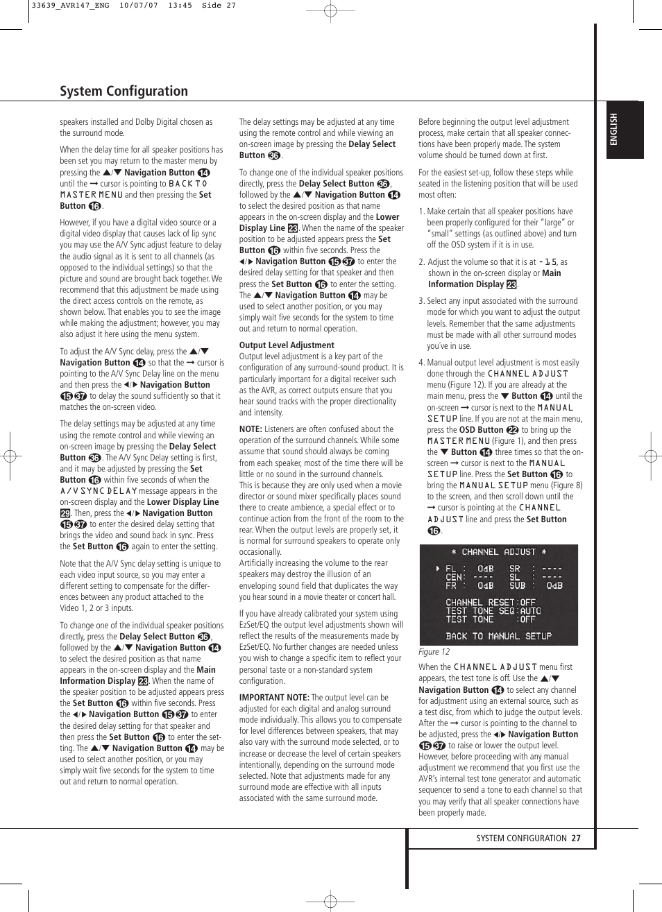 System configuration | Harman-Kardon AVR 147 User Manual | Page 27 / 52
